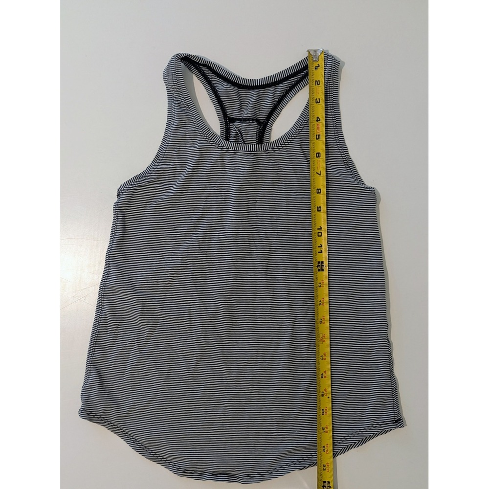 Lululemon Racerback Tank Top Black White Micro Stripe Pleated Back Size Medium - Picture 5 of 5